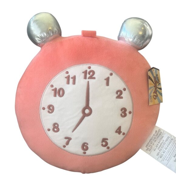 Clock Decorative Pillow 12" X 12" Alarm Clock Plush Stuffed Toy NEW NWT Pink - Picture 10 of 10